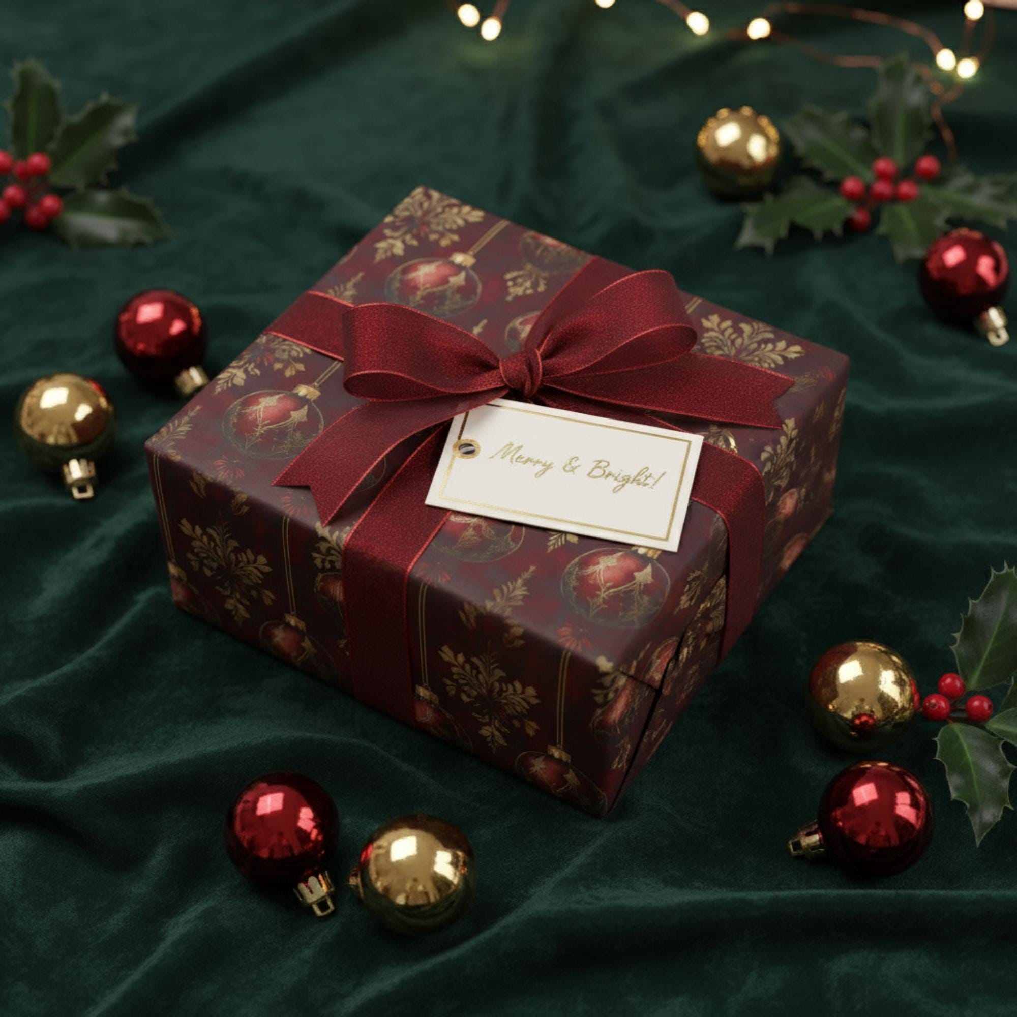 Burgundy Gold Christmas Wrapping Paper: Elegant Holiday Gift Wrap ...