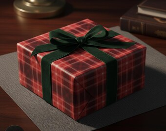 Red Plaid Wrapping Paper for Christmas Gifts Elegant Tartan Gift Wrap for Holidays