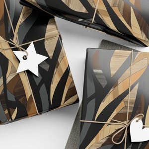 Carta da regalo in legno naturale Carta da regalo moderna di metà secolo Carta rustica Carta da regalo Art Déco Carta da regalo con venature del legno di corteccia d'albero Rotoli di carta da uomo