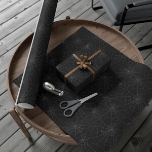 Spiderweb Halloween Wrapping Paper: Black & White Spooky Gift Wrap image 3