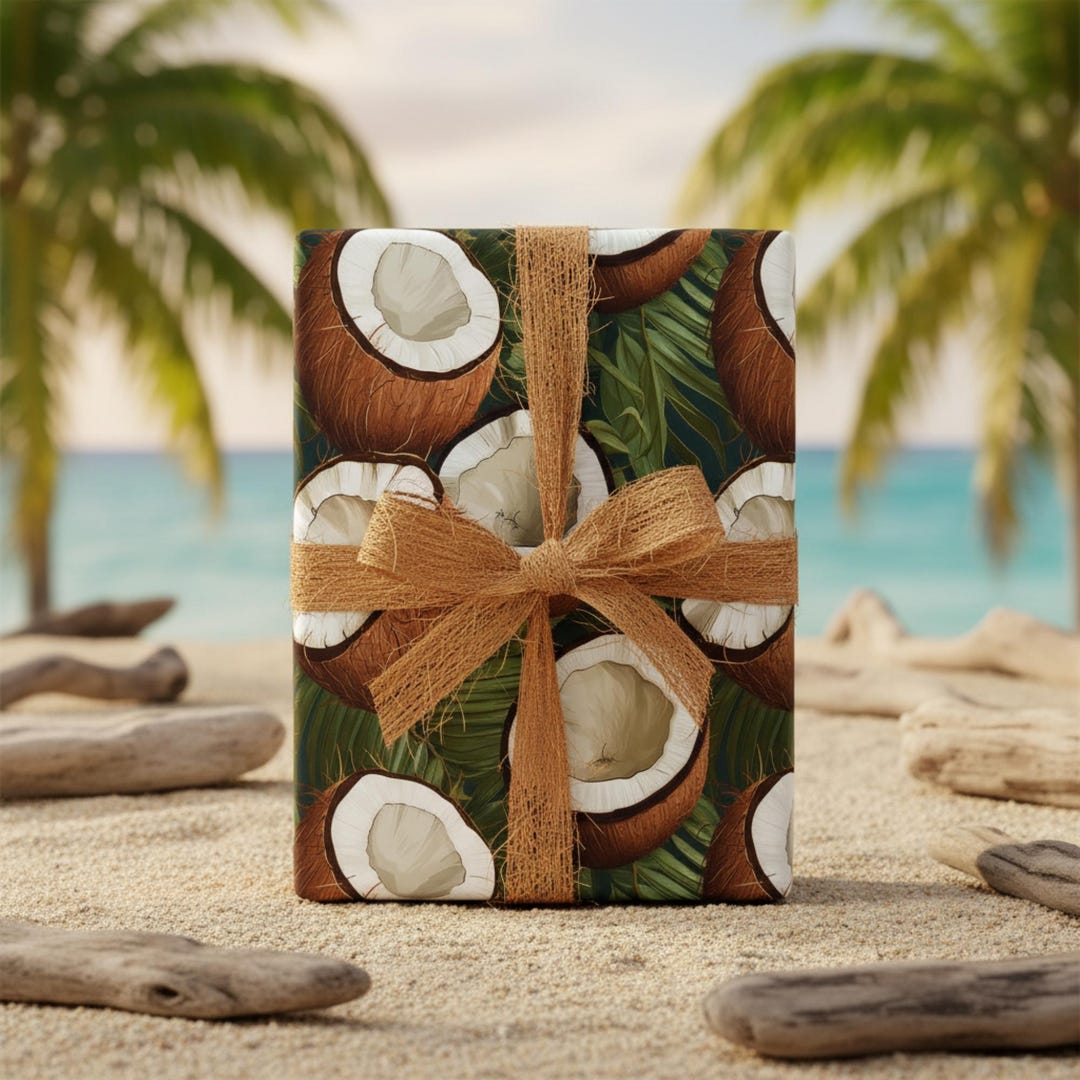 Tropical Coconut Palm Leaf Wrapping Paper Roll, Exotic Gift Wrap - Etsy
