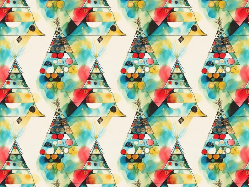 Abstract Christmas Wrapping Paper Colorful Gift Wrap Holiday Paper