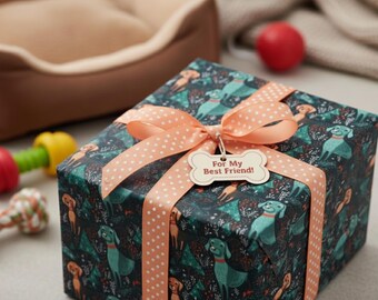 Christmas Dog Wrapping Paper Roll: Holiday Winter Canine Gift Wrap