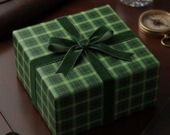 Groen geruit inpakpapier: Klassieke tartan cadeaupapierrol voor de feestdagen