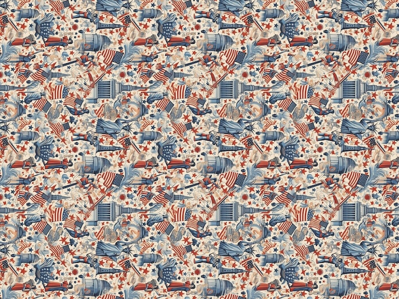 wrapping paper with a patriotic pattern with stars and stripes