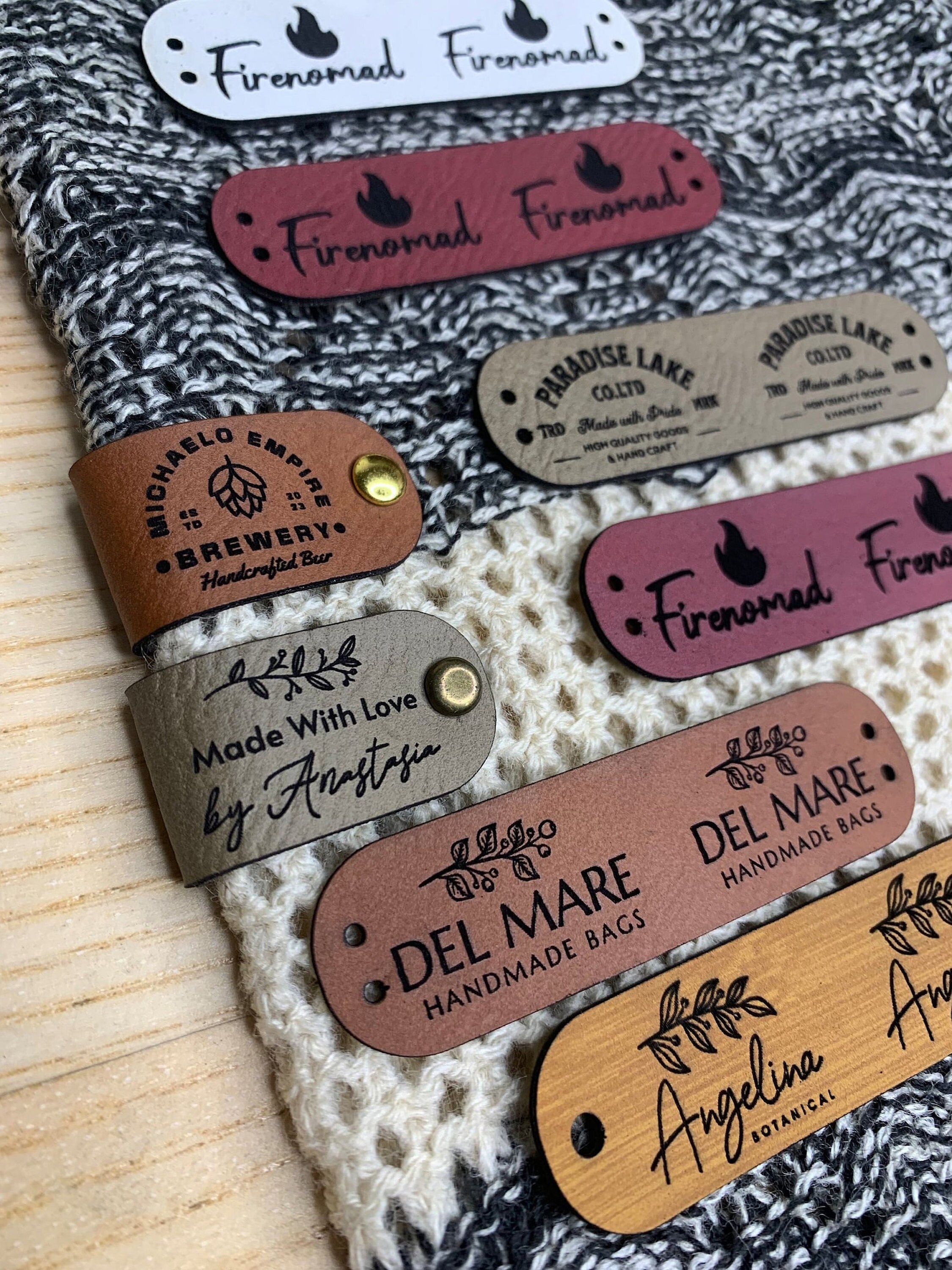 Custom Small Labels With Rivet, Knitting Beanie Tags, Personalized Leather  Tags, Crochet Tags, Leather Label for Knitted Items, Handmade Tag 