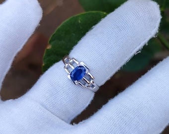 Oval Sapphire 925 Sterling Silver Ring - September Birthstone