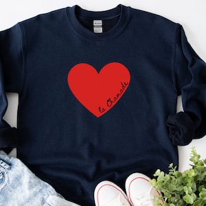 La Chamade Sweatshirt, Heart Valentines day Sweater, Gift for Loved one, Valentine&#39;s Gift Illinois, Love sweatshirt,Simple heart clothing