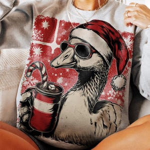 Vintage kerstgans png, kerstgans png, schattige sneeuwpop gans, grappige kerstsublimatie, kerst png, kerstontwerp, gekke gans