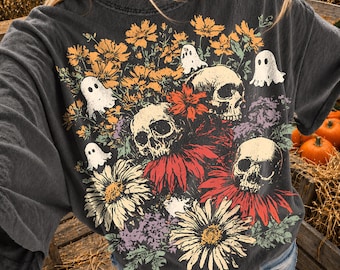 Cottagecore Autumn PNG, Spooky Wildflower Png, Vintage Floral Fall Png, Retro Halloween Shirt Design, Trendy Sublimation PNG, Digital File