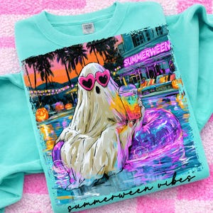 Summerween Vibes Png, Halloween Summer Ghost Digital Download, Spooky Pool Float Sublimation, Cute Pumpkin Beach Shirt Design, Spooky Vibes