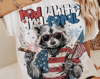 Funny Raccoon USA 4th of July Shirt Design (PNG Digital Download)