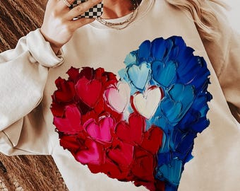 USA Flag Heart Brushstroke PNG: 4th of July Design (Digital Download)