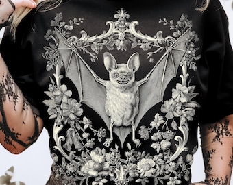 Floral Bat PNG, Black Floral Halloween Art, Gothic Halloween Shirt Design, 2025 Spooky Season Bat Sublimation