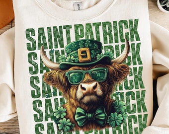 Highland Cow St. Patrick's Day Png, Retro St Patricks Day Png, Coquette St Patty's Day Png, Lucky Png, St Patricks Coquette Png, Irish Png