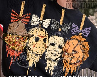 Horror Candy Apple | Spooky Season PNG | Dripping Fall Character Design | Sublimation PNG | Trendy Halloween Shirt Design