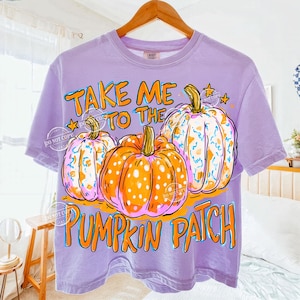 Trendy Take Me To The Pumpkin Patch Png, Striped Fall Sublimation Design, Girly Halloween Shirt Design, Autumn Boutique PNG image 2
