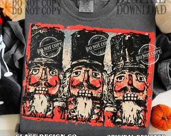 Christmas Nutcracker Tree Stamped Letters Stripes Trendy Distressed PNG, Holiday Shirt Designs Pod Dtf Xmas png sublimation popular Trend