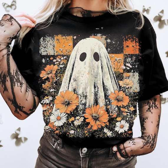 Vintage Floral Ghost PNG: Boho Halloween Pumpkin (Digital Download)