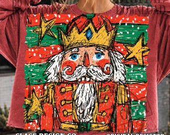 Preppy Christmas Nutcracker PNG, Striped Trendy Xmas Png, Winter Holiday Shirt Design, Vintage Graphic, Sublimation, DTF (Digital Download)