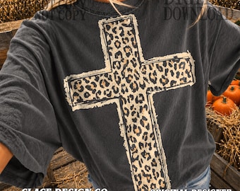 Cheetah Cross Fall Christmas Cross Holy Heaven Xmas Quote design PNG,Christian Church X-mas sublimation,Trending Christian Holiday Youth