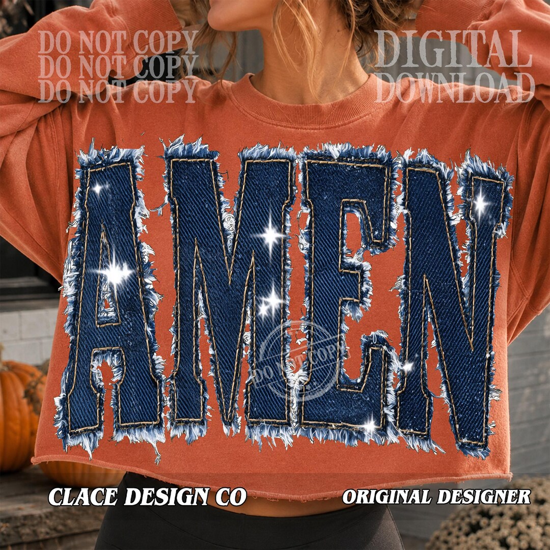 Amen Png, Denim Amen Png, Denim Patchwork Christian Fall Png, Faith ...