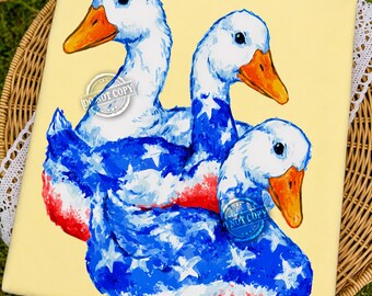 Patriotyczna gęś PNG, zabawny projekt gęsi z okazji 4 lipca, patriotyczna flaga amerykańska PNG, czerwono-biało-niebieska sublimacja USA DTF natychmiastowe pobranie