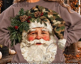 Camo Santa PNG | Camo Christmas PNG | County Santa PNG | Christmas Vibes Png | Santa Hunting Design | Santa Clause Png | Retro Christmas Png