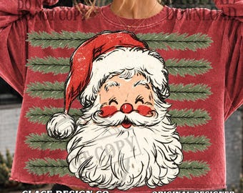 Christmas Santa Smile Polka Dot Tree Stripes Letters Trendy Distressed PNG, Holiday Shirt Designs Pod Dtf Xmas png sublimation popular Trend