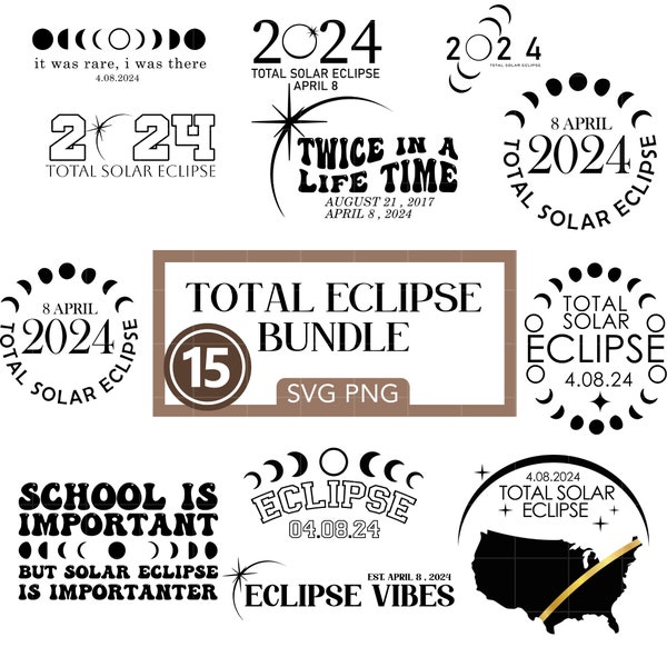 Solar Eclipse 2024 Svg Bundle, Solar Eclipse svg, Blacked Out in USA April 8th, Astronomy Svg Png, Path of Totality Cities