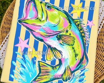 Retro Bass Fishing Png, Striped Fishing Png, Preppy Bass Png, Brushstroke Fishing Png, Summer Fishing Png, Outdoor Fishing Png, Fish Png