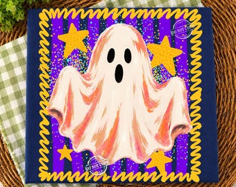 Pasiasty duch Png, dziewczęca koszulka na Halloween, uroczy, upiorny, jesienny wzór, szykowny Halloween Png, plik sublimacji na upiorny sezon, pobieranie cyfrowe