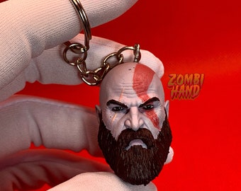 Portachiavi con testa Kratos, portachiavi God of War, accessorio God of War, accessorio zaino, accessorio per appendere l'auto