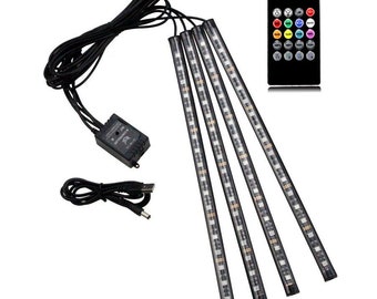 Car - 4 High Quality LED Strips - Car/Truck Footwell Lighting - Easy to Install - USB