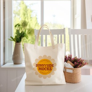 Spring Canvas Tote Bag Mockup, Gift Bag Mockup, Minimalist Style Mockup, Printify Mockup, Pinterst Mockup, Port Authority Canvas Tote Bags