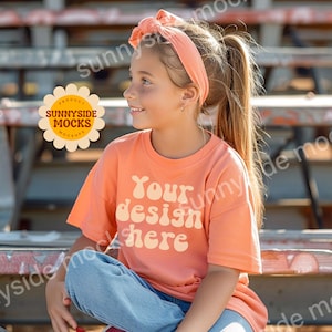 Kids Comfort Colors 9018 Mock-up, Melon Football Youth T Shirt, CC9018 Mockup, Youth Oversized Mock Up, Kids Mockup, School Tee Tshirt Mock