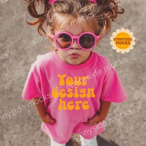 Kids Comfort Colors 9018 Mock-up, Neon Pink Youth T Shirt, CC9018 Mockup, Youth Oversized Mock Up, Kids Mockup, Children's Tee Tshirt Mock