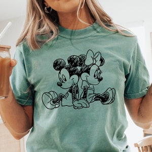 Comfort Colors® Vintage Mickey Sketch Tee, Mickey and Minnie, Couple Tee, Disneyland Park Souvenir Tee,Disney World Vacation Top,Disney Trip