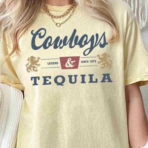 Comfort Colors® Cowboys and Tequila, Trendy Tshirt. Oversized Tshirt, Coors, Cowboy, Cowgirl T-shirt, Country Rodeo Shirt, Tequila Tee
