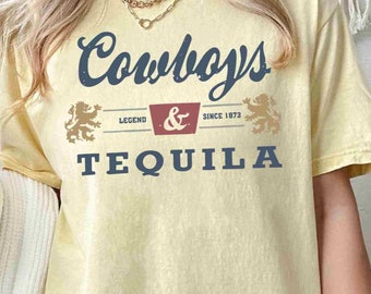 Comfort Colors® Cowboys and Tequila, Trendy Tshirt. Oversized Tshirt, Coors, Cowboy, Cowgirl T-shirt, Country Rodeo Shirt, Tequila Tee