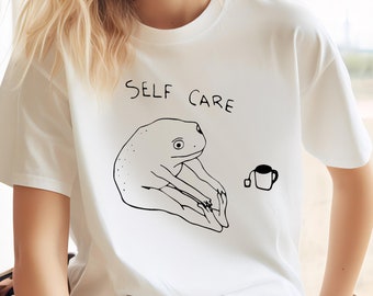 Funny Frog Self Care T-Shirt, Funny Frog Self Care Retro T-Shirt, Birthday Gift For Her, Cottagecore Frog T-Shirt, Positive Vibe Tees