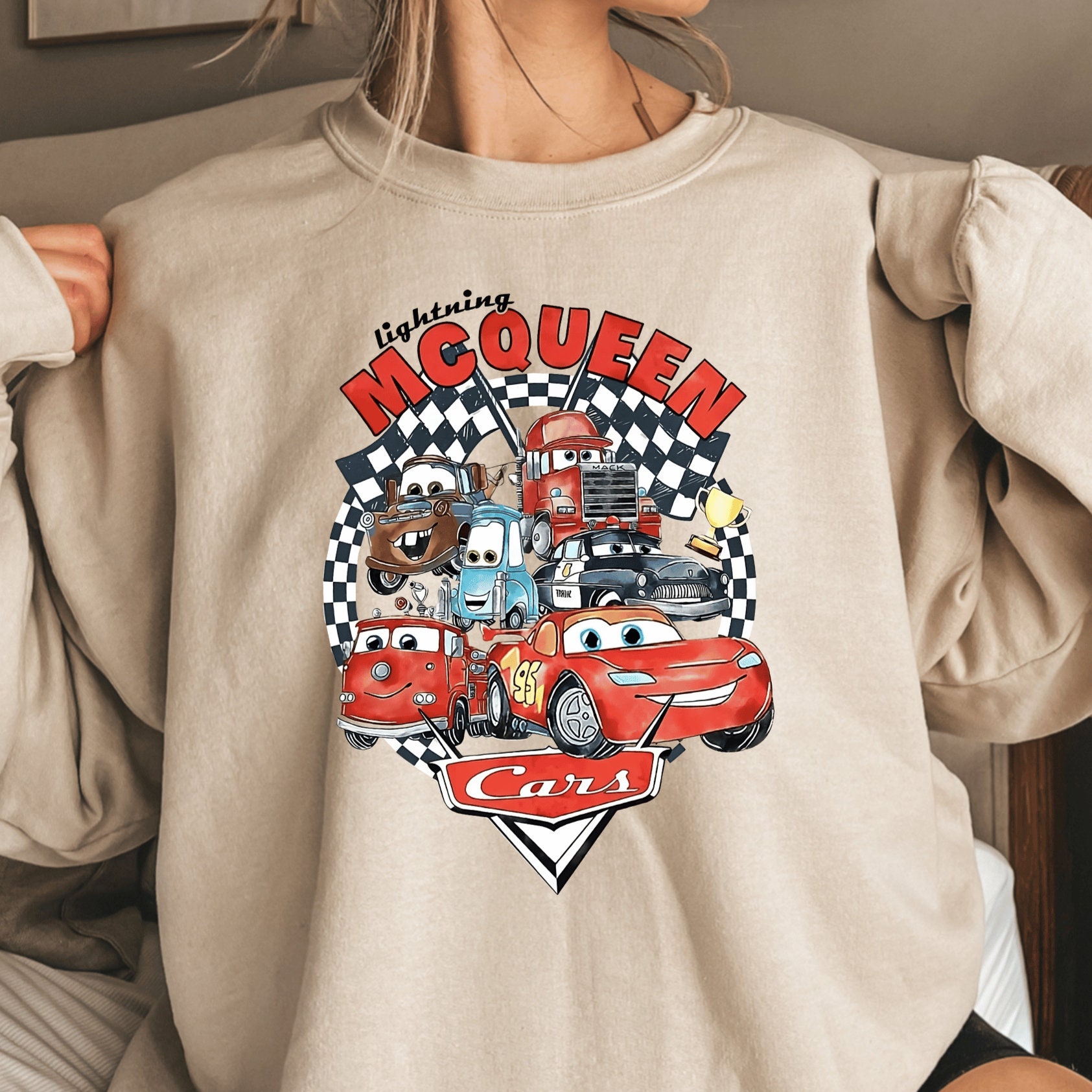 Retro Lightning Mcqueen Sweatshirt, Vintage Disney Cars Hoodie, Disney ...