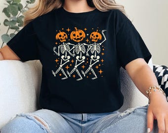 Pumpkin Skeleton Halloween Shirt, Pumpkin Halloween Shirt, Halloween Skeleton Tee, Pumpkin Shirt, Spooky Season T-Shirt