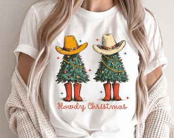 Western Christmas Shirt, Cowboy Christmas Shirt, Howdy Country Christmas Shirt, Cowgirl Christmas Shirt, Christmas Tree Shirt