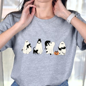 Сute Ghost Cat Shirt, Halloween Cat Shirt, Black Cat Shirt, Cat Lover Shirt, Ghost Cat T-shirt, Funny Ghost Cat Shirt
