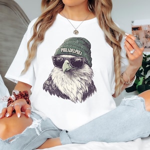 Mascotte de football de Philadelphie avec des lunettes, chemise vintage, vêtements rétro d&#39;aigle, chemise unisexe de football de Philadelphie, chemise d&#39;aigle, chemise des aigles de Philadelphie