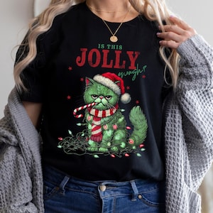 Is This Jolly Enough Shirt, Cute Cat Christmas Shirt, Christmas Party, Holiday Shirt, Funny Christmas Shirt, Cat Lover Christmas Gift
