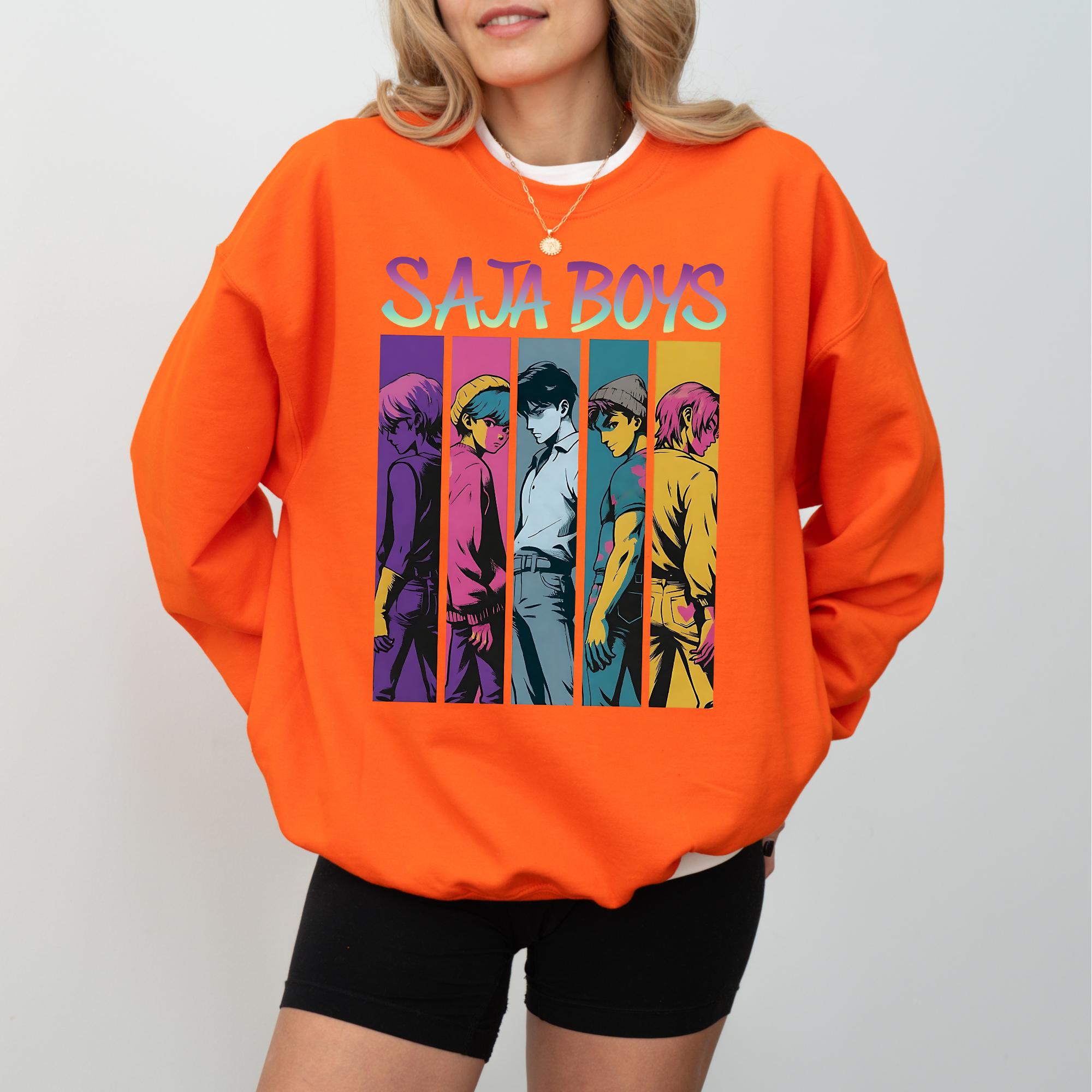 Sweat à Capuche KPop Demon Hunters Saja Boys - Design Avec Cadre Photo - Coton 241g, Coupe Classique - 2