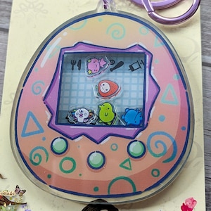 Tamagotchi Shaker Keychain, 3.5&quot; Key Chain, 90s Nostalgia, Virtual Pet Keyring