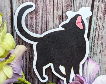 Lucy Screams Black Cat Sticker: Loud Cat Lover Gift